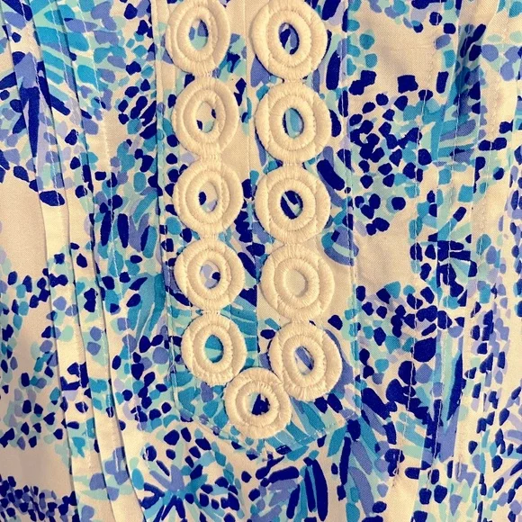 LILLY PULITZER SIZE M JOAN TUNIC TURQUOISE OASIS PRINT - Picture 5 of 6